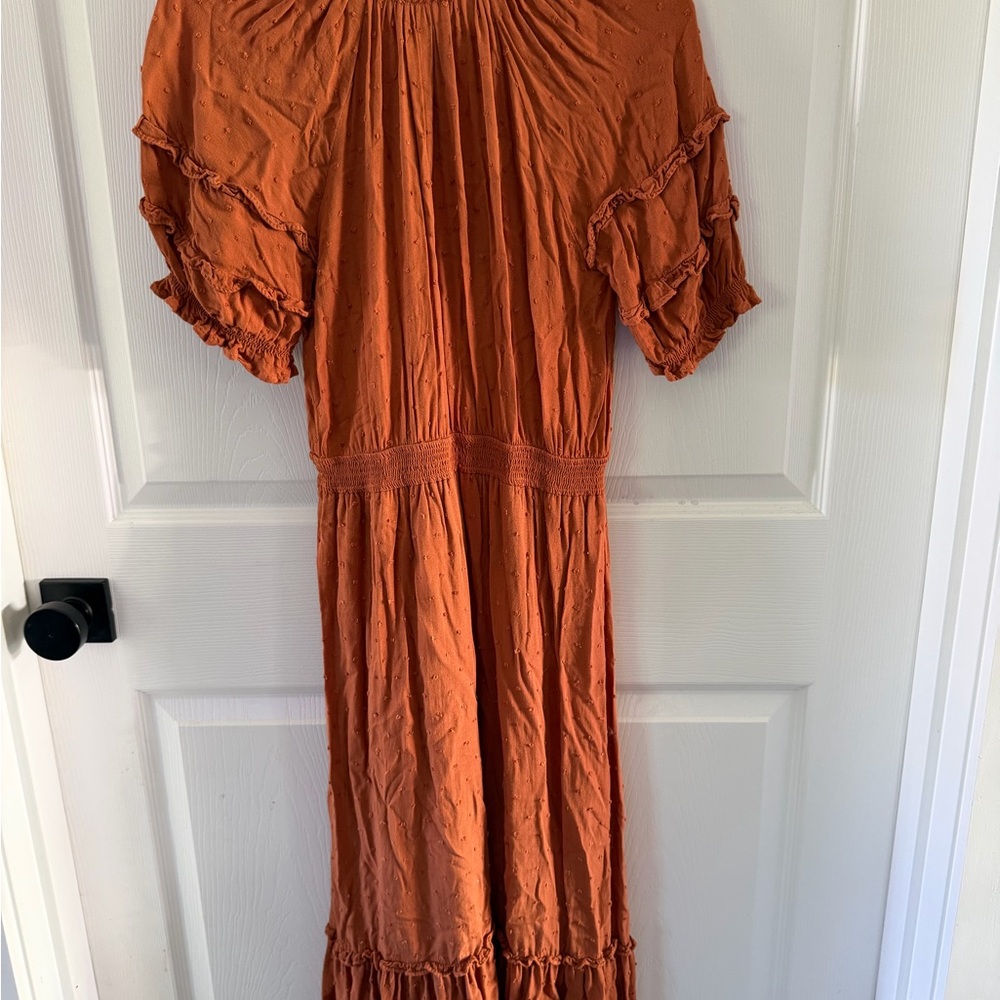 Elegant Rust Orange Women's Dress - Picture 3 of 3